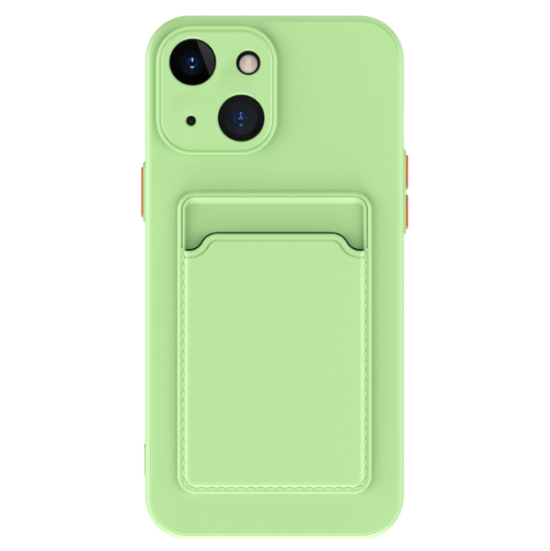 Skin Feel Card Slot Contrast Colour Button TPU Phone Case - For iPhone 15 - mosaccessories